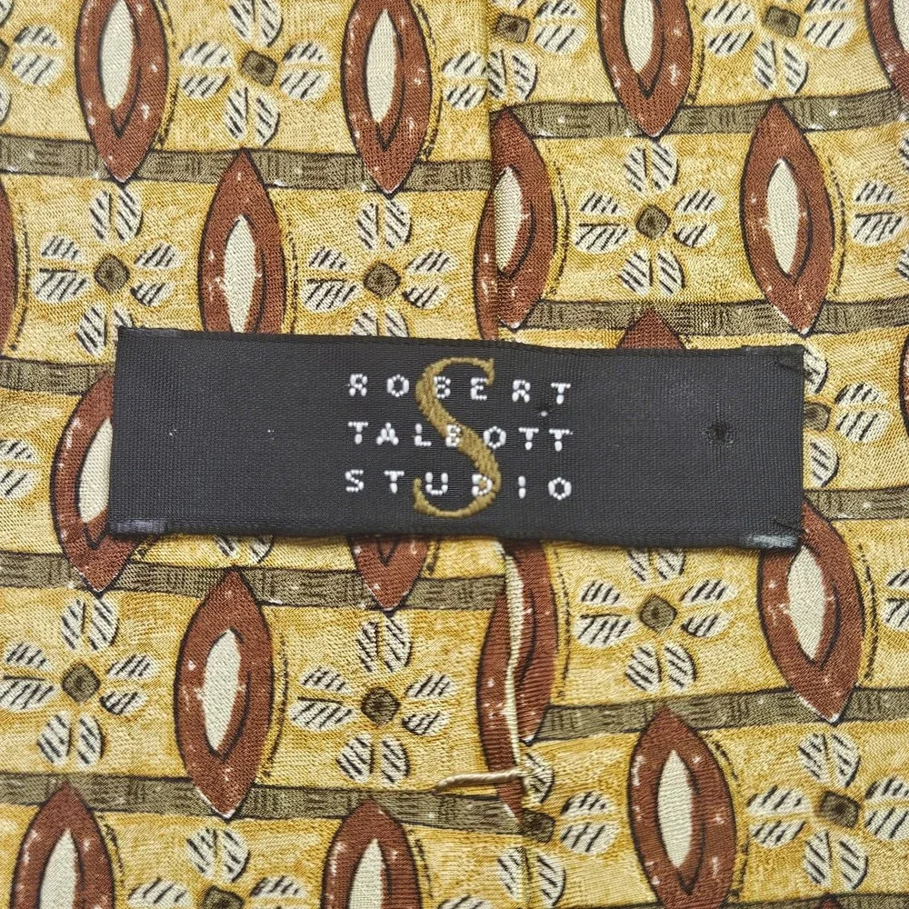 Robert Talbott Studio Tie Men's Standard Yellow Floral Geometric Silk Acetate US